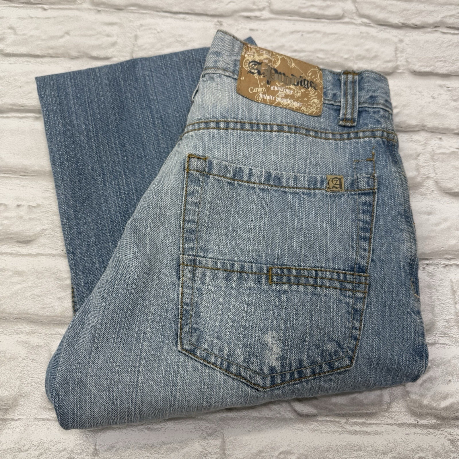 A.Prodigee Blue Jeans 32x31 Denim Distressed Streetwear Skater Punk Pockets Y2k